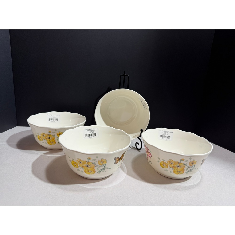 Lenox Butterfly Meadow Melamine All Purpose Bowls Set of 4 Floral 16oz 855594